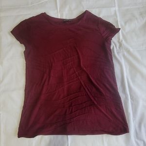 Simply Vera Vera Wang Burgundy Red Shirt Wave RN 73277 Ruffle Cap Sleeve Blouse